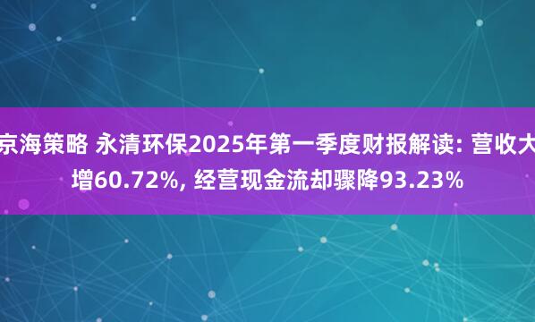 京海策略 永清环保2025年第一季度财报解读: 营收大增60.72%, 经营现金流却骤降93.23%
